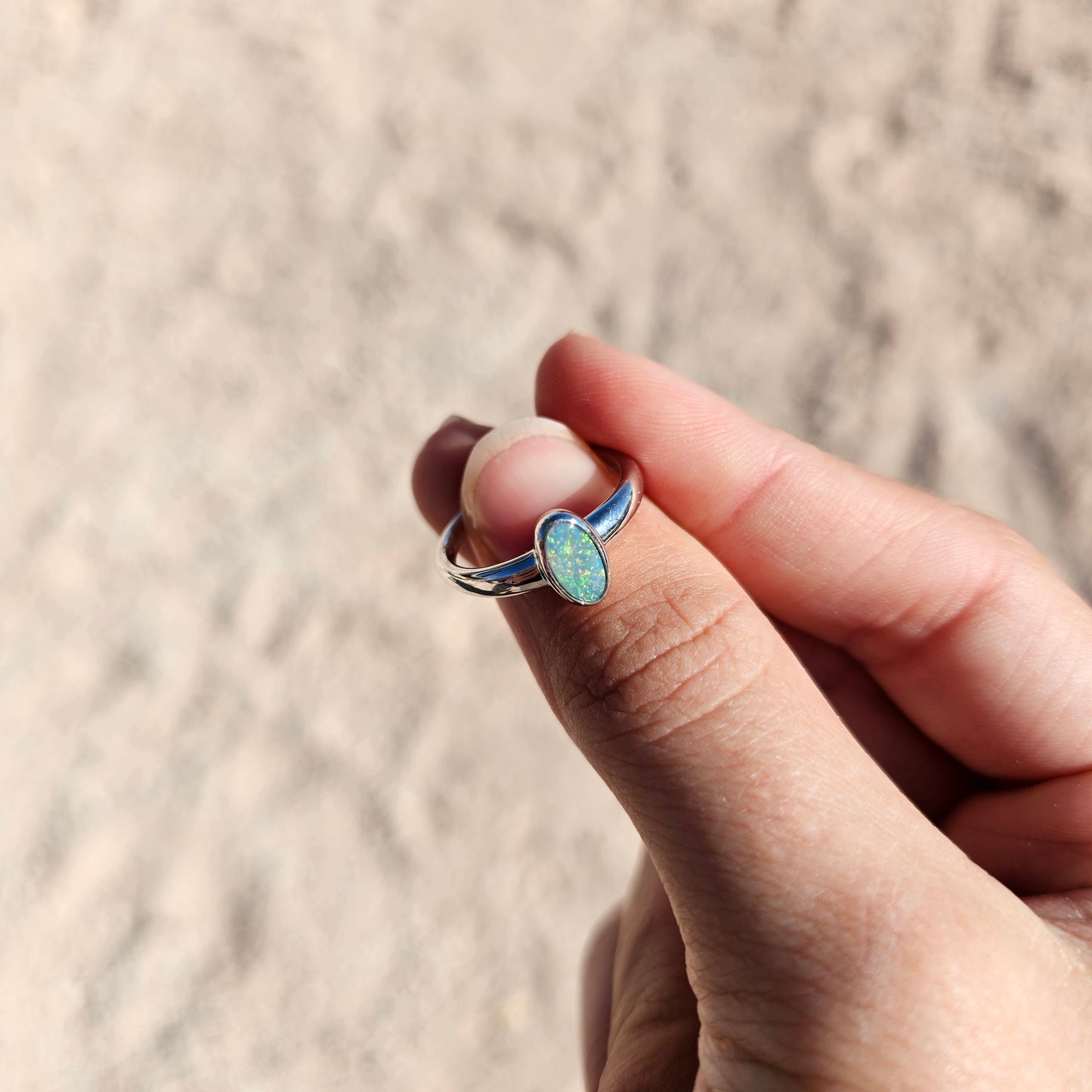 Sterling Silver Doublet Opal Ring