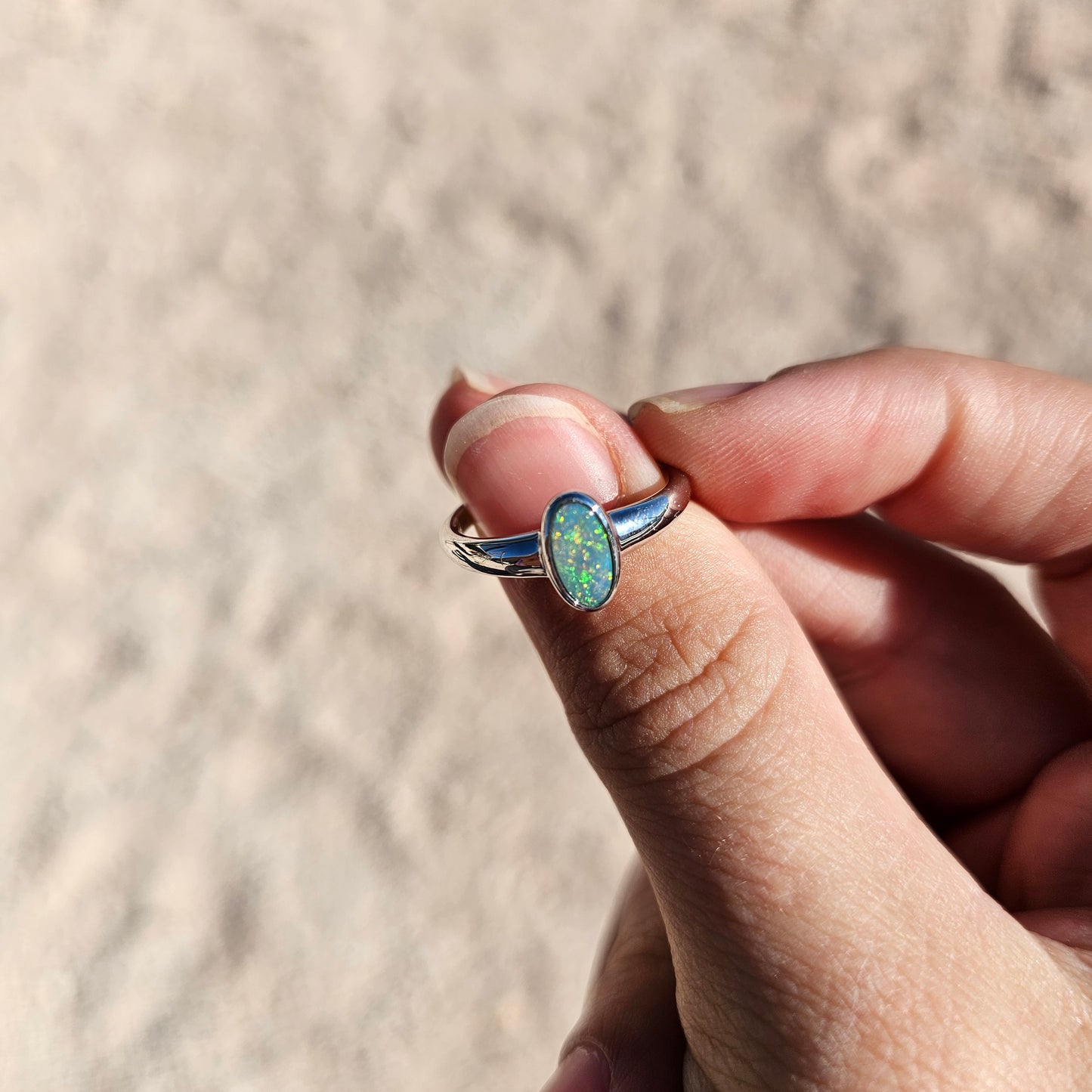 Sterling Silver Doublet Opal Ring