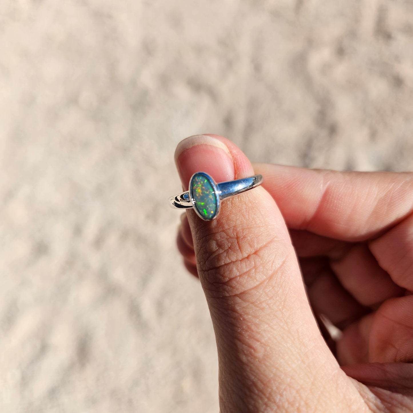 Sterling Silver Doublet Opal Ring