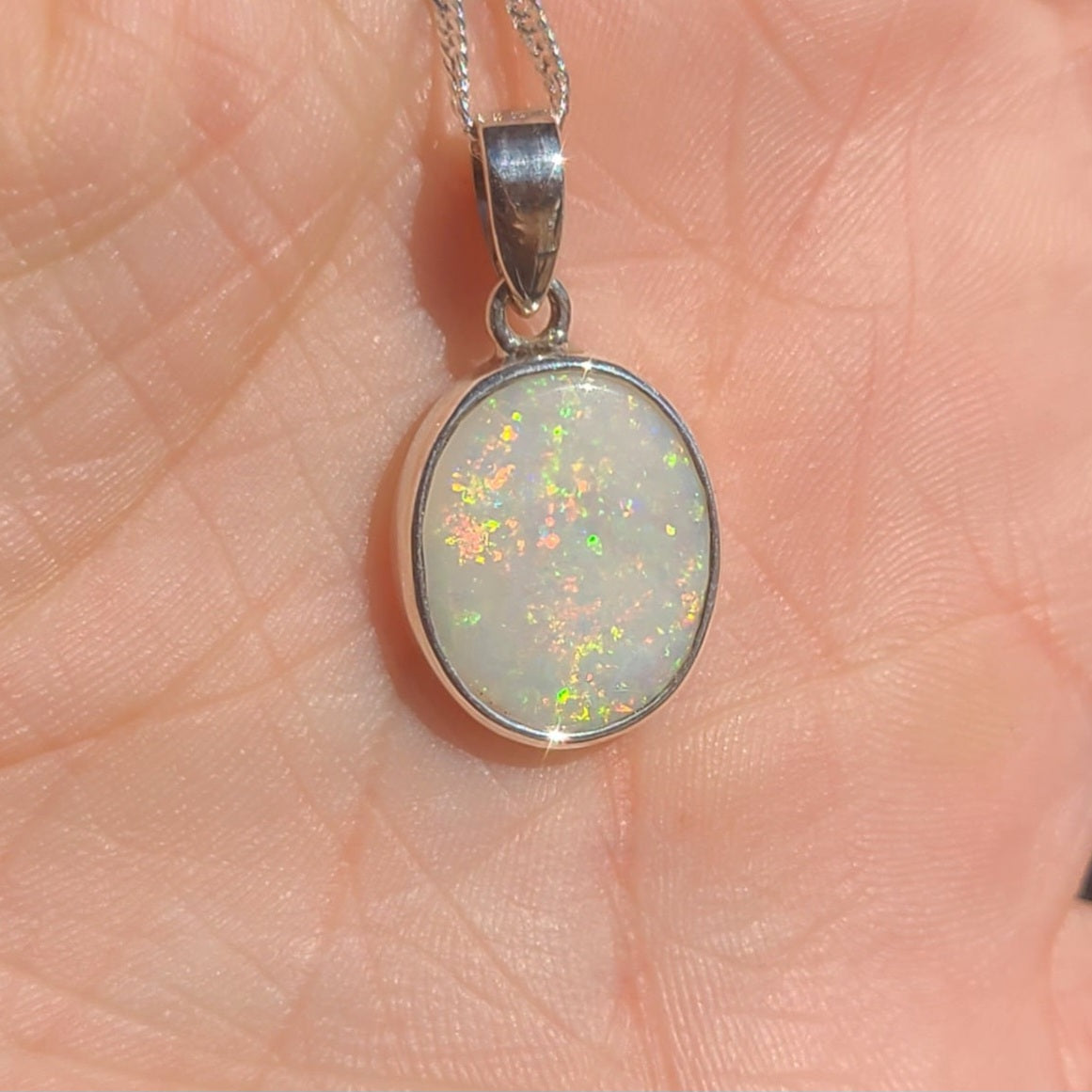 Oval Light Opal Pendant