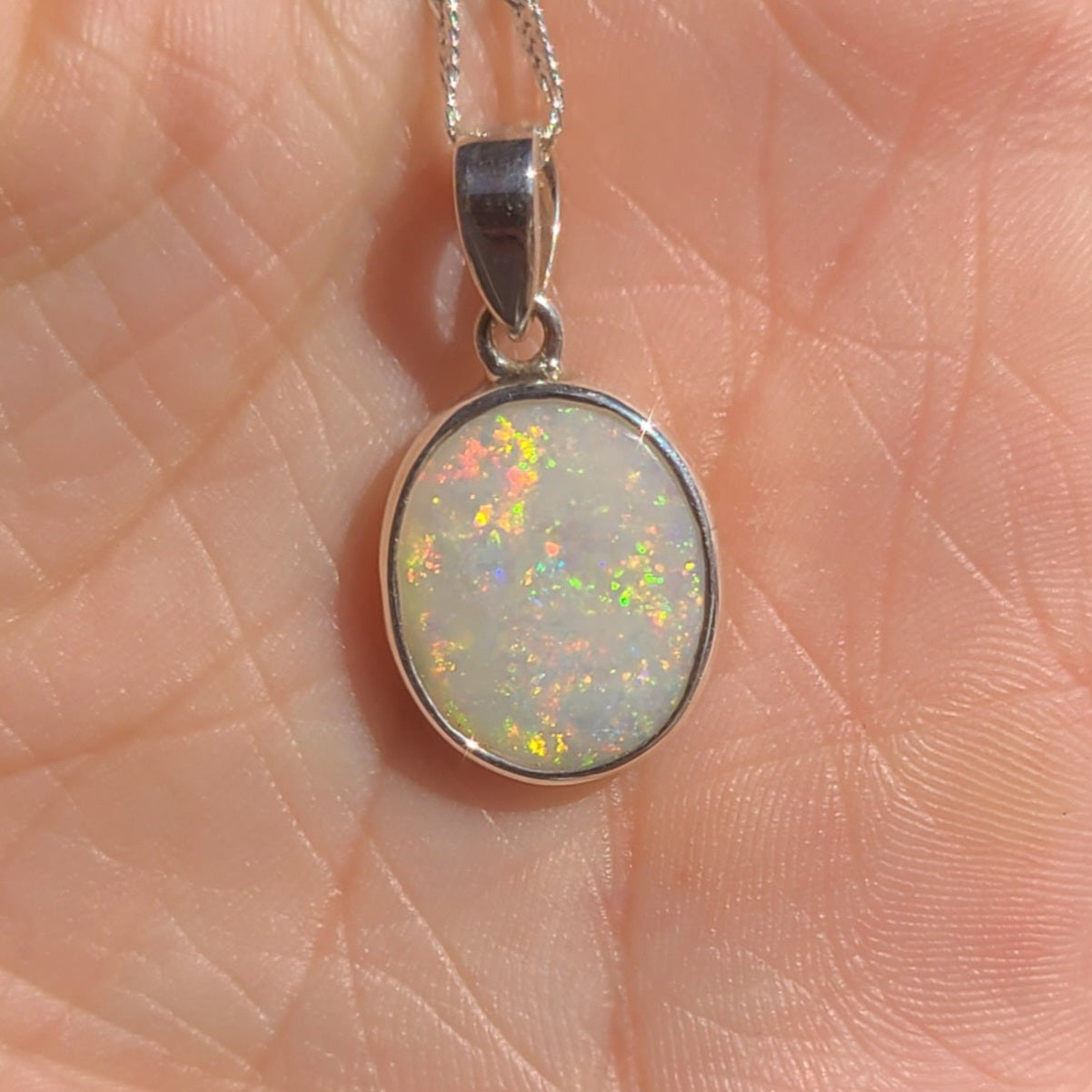 Oval Light Opal Pendant