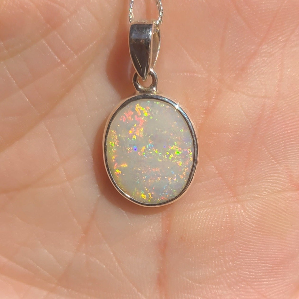 Oval Light Opal Pendant