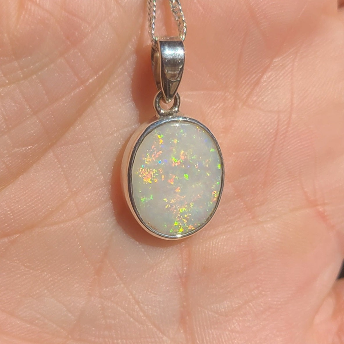 Oval Light Opal Pendant