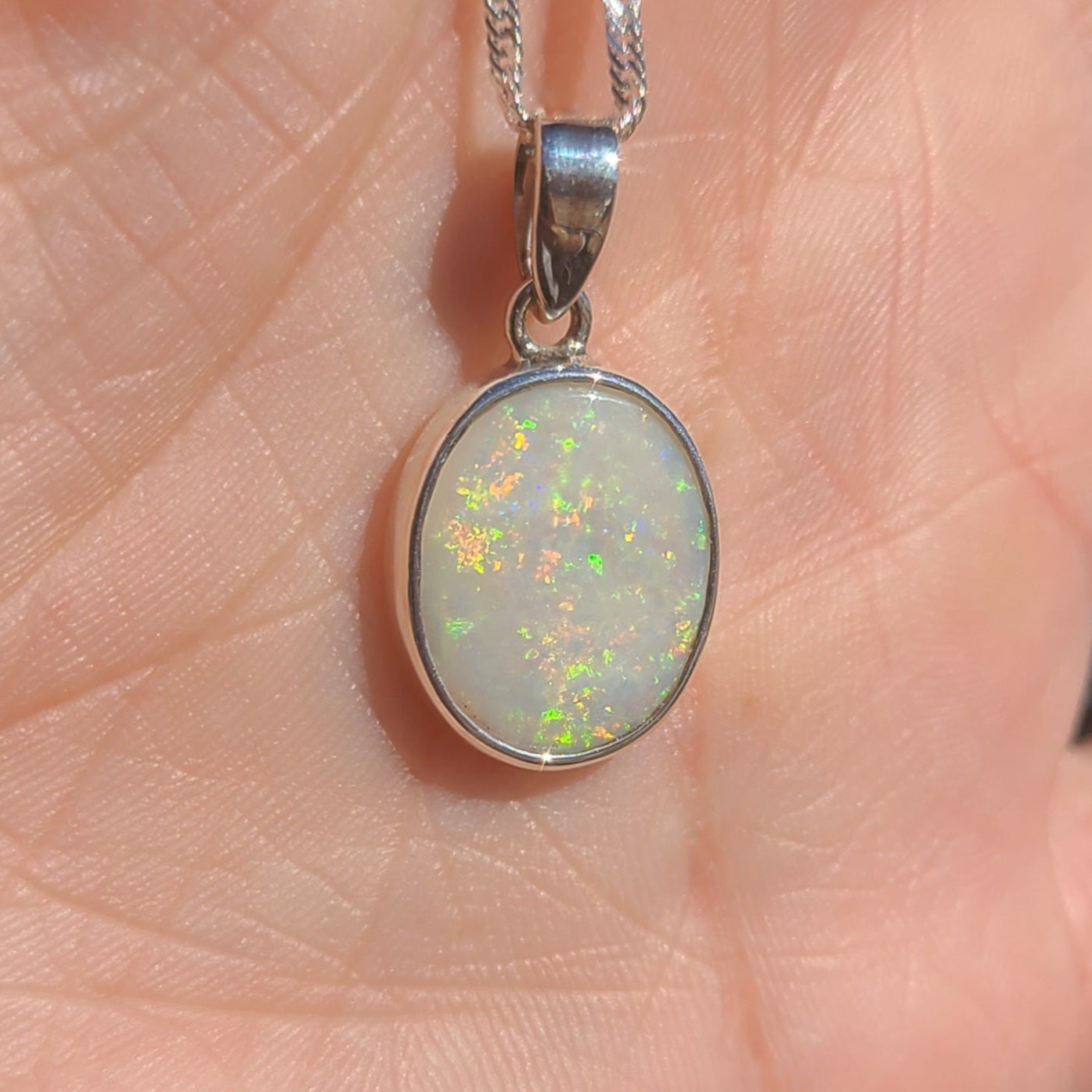 Oval Light Opal Pendant
