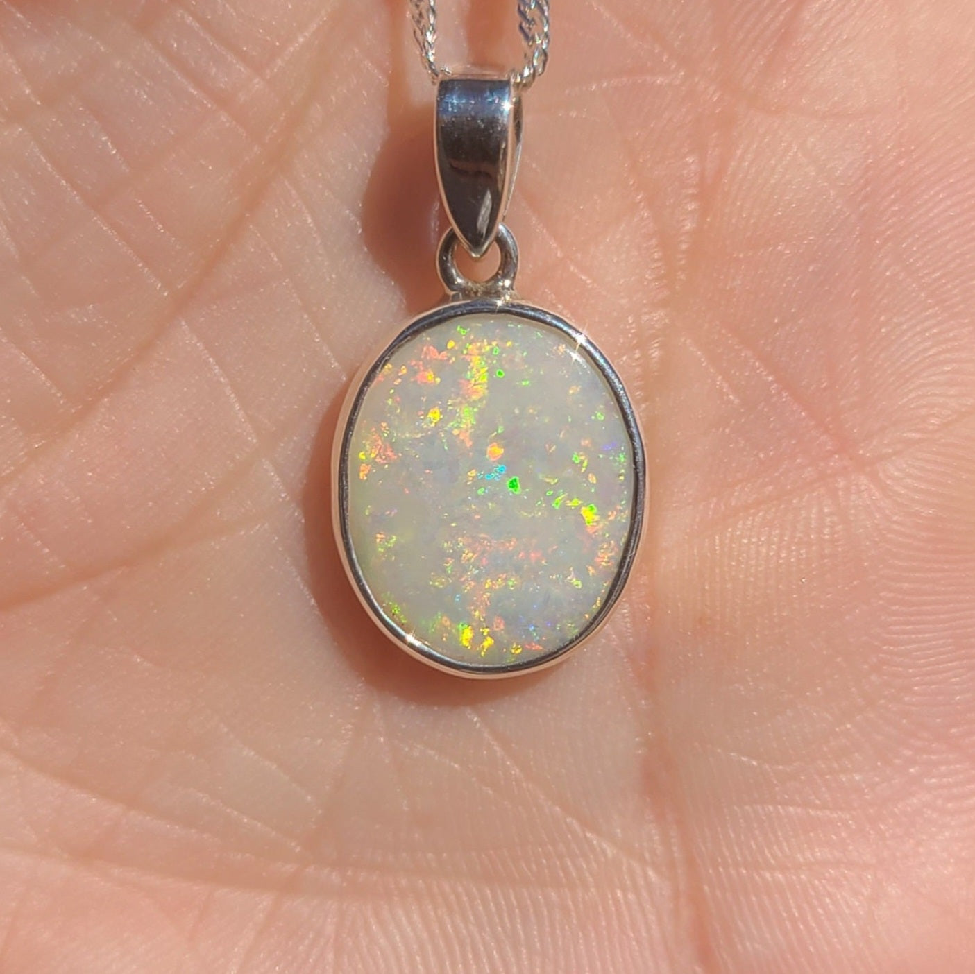 Oval Light Opal Pendant