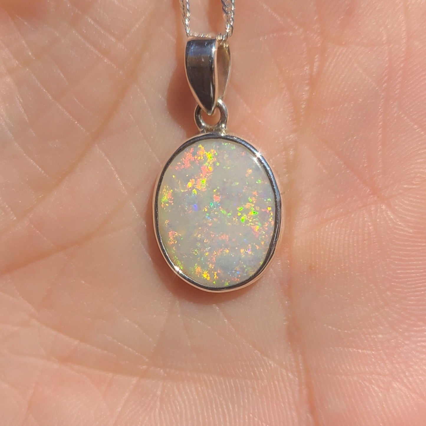 Oval Light Opal Pendant