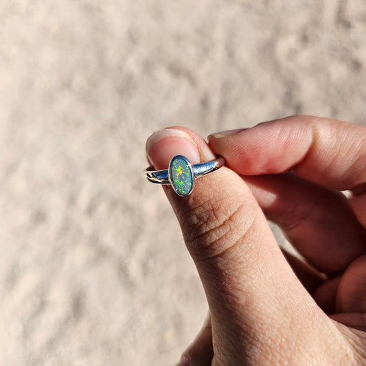 Sterling Silver Doublet Opal Ring