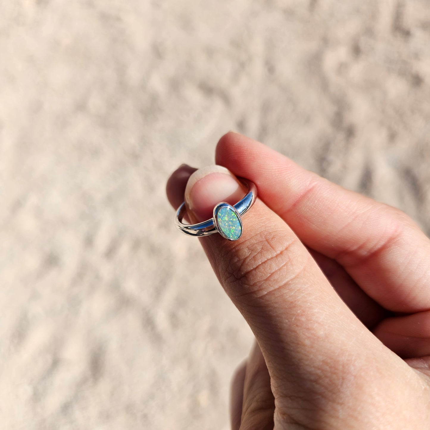 Sterling Silver Doublet Opal Ring