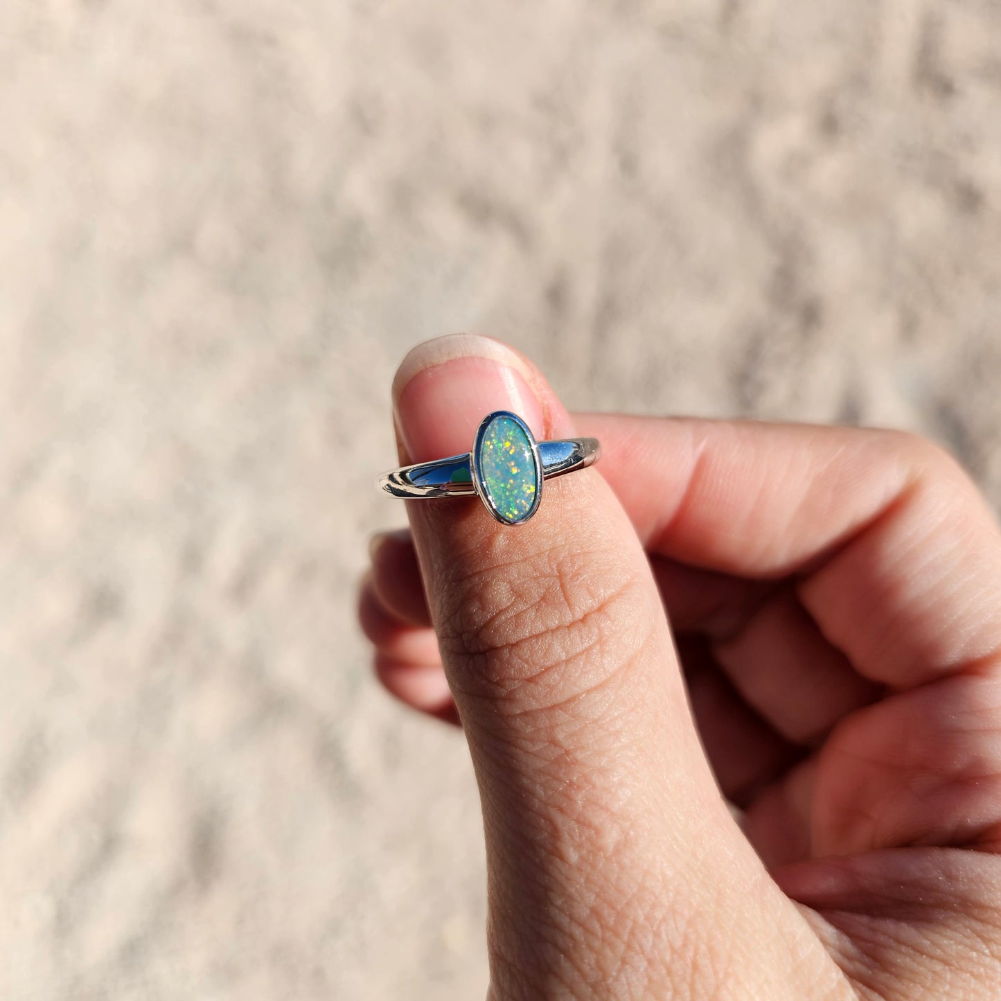 Sterling Silver Doublet Opal Ring